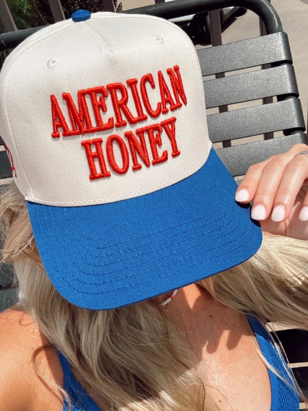 American Honey Trucker Hat NWT Red White Blue Adjustable  Patriotic Baseball Cap